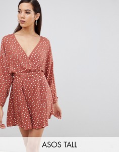 Приталенное платье мини в горошек ASOS DESIGN Tall-Мульти