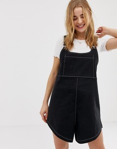 Джинсовый комбинезон с контрастной строчкой ASOS DESIGN-Черный
