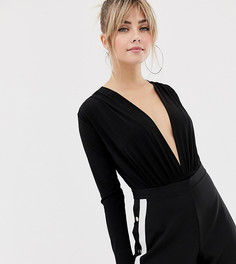 Черное боди с глубоким вырезом New Look-Черный