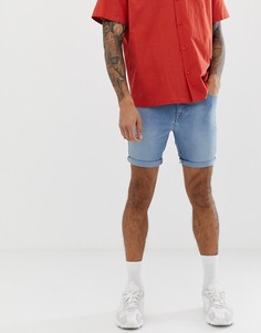 Светлые джинсовые шорты из эластичного денима с напылением ASOS DESIGN-Синий