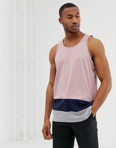 Розовая длинная майка в стиле колор блок ASOS DESIGN-Розовый