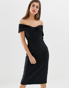 Черное облегающее платье с открытыми плечами River Island-Черный