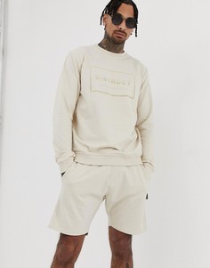 Свитер с круглым вырезом и логотипом D-Struct-Светло-бежевый