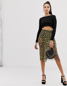 Прозрачная юбка миди с анималистичным принтом и трусами ASOS DESIGN-Мульти