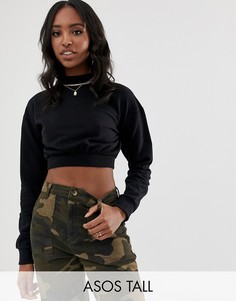 Черный укороченный свитшот ASOS DESIGN Tall