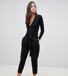 Черные брюки с поясом на талии New Look-Черный