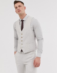 Бежевый эластичный льняной жилет облегающего кроя Moss London