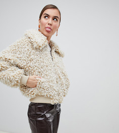 Куртка из искусственного меха на молнии Monki-Бежевый
