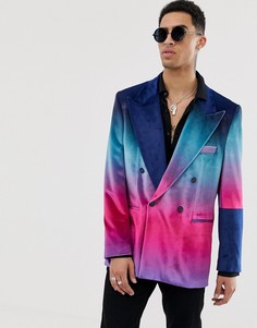 Свободный двубортный блейзер темно-синего цвета ASOS DESIGN-Темно-синий