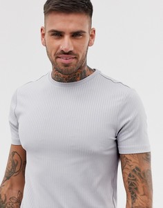 Серая футболка в рубчик River Island-Серый