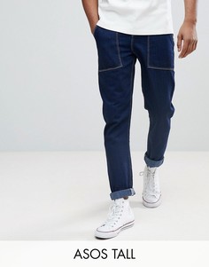 Хлопковые суженные книзу джинсы ASOS TALL-Синий
