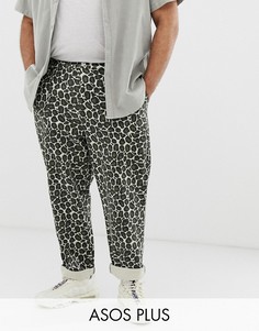 Выбеленные брюки со звериным принтом ASOS DESIGN Plus fatigue-Светло-бежевый