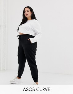 Базовые джоггеры со шнурком ASOS DESIGN Curve-Черный