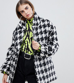Свободное пальто с узором в ломаную клетку Bershka-Мульти