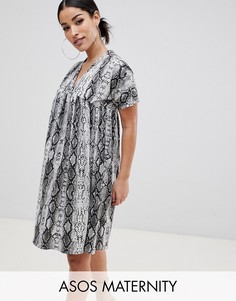 Свободное платье со змеиным принтом ASOS DESIGN Maternity-Мульти