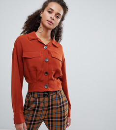 Укороченная рубашка в стиле милитари Bershka-Красный