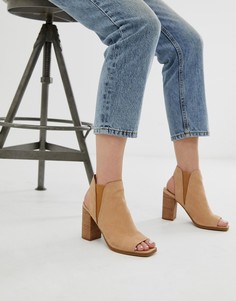 Бежевые босоножки на блочном каблуке с открытым носком ALDO Selalla-Бежевый