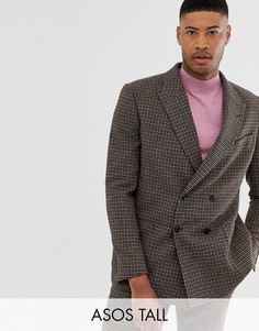 Свободный двубортный пиджак с принтом в зеленую и розовую ломаную клетку ASOS DESIGN Tall-Зеленый