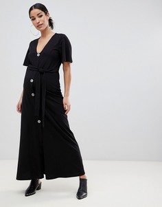 Чайное платье макси на пуговицах ASOS DESIGN Maternity-Черный