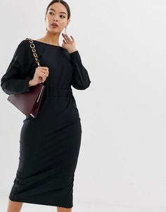 Платье-футляр миди с запахом ASOS DESIGN-Черный