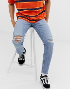 Выбеленные джинсы слим ASOS DESIGN-Синий