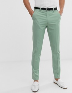 Мятно-зеленые облегающие брюки в строгом стиле ASOS DESIGN-Зеленый