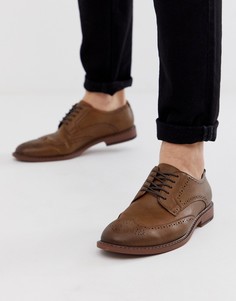 Светло-коричневые броги из искусственной кожи ASOS DESIGN-Коричневый