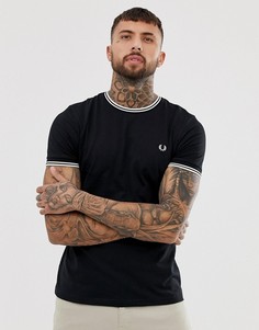 Черная футболка с кантом Fred Perry-Черный