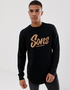 Черный свитшот с круглым вырезом и логотипом Only & Sons