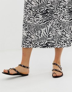 Кожаные сандалии с отделкой ASOS DESIGN-Черный