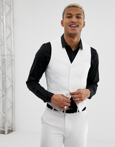 Белый жилет супероблегающего кроя ASOS DESIGN