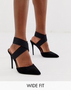 Черные туфли для широкой стопы на высоком каблуке с эластичным ремешком ASOS DESIGN Payback-Черный