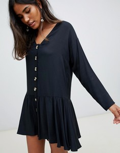 Платье-трапеция мини с баской ASOS DESIGN-Черный