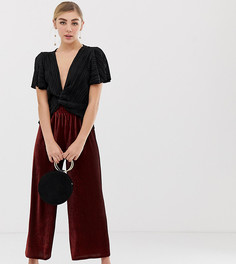 Бордовые укороченные брюки с широкими штанинами Miss Selfridge-Красный