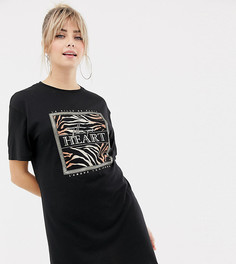 Футболка со звериным принтом New Look-Черный