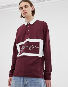 Бордовая футболка-поло в стиле oversize Mennace-Красный