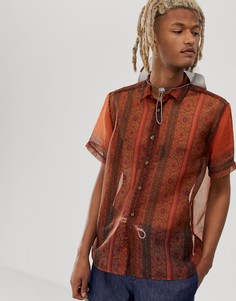 Полупрозрачная рубашка классического кроя с принтом пейсли ASOS DESIGN-Коричневый