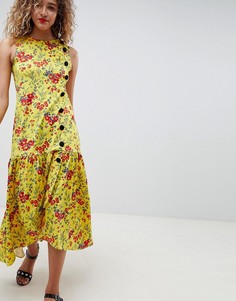 Чайное платье макси с цветочным принтом ASOS DESIGN-Мульти
