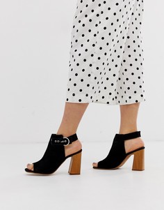 Кожаные ботинки с открытым носом ASOS DESIGN Hacienda-Черный