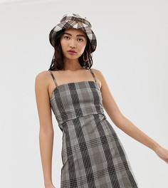Серое платье мини в клетку Monki-Серый