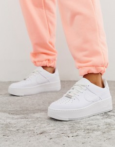 Белые низкие кроссовки Nike Air Force 1 Sage-Белый