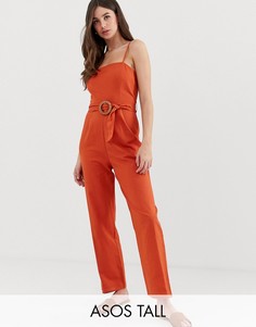Комбинезон с бретелями и поясом ASOS DESIGN Tall-Оранжевый
