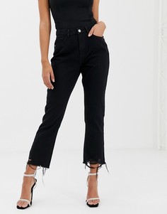 Черные джинсы прямого кроя с необработанными краями Missguided wrath-Черный