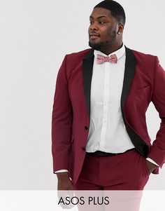 Бордовый супероблегающий смокинг ASOS DESIGN Plus-Красный