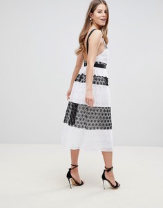 Кружевное платье миди ASOS PREMIUM-Мульти