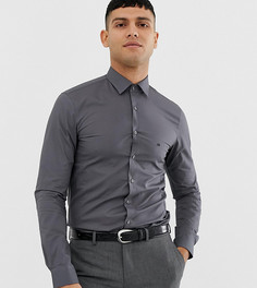 Темно-серая приталенная рубашка из легко поддающейся глажке ткани Calvin Klein эксклюзивно для ASOS-Серый