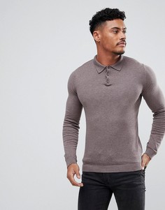Коричневое обтягивающее поло ASOS DESIGN-Коричневый