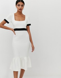 Платье миди в рубчик ASOS DESIGN-Мульти