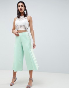 Укороченные широкие брюки ASOS DESIGN-Зеленый