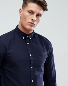 Темно-синяя оксфордская рубашка классического кроя River Island-Темно-синий